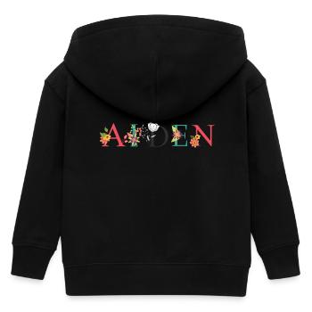 AIDEN Namenskunst mit gestickten Blumen - Kinder Organic Kapuzenjacke Mini Cultivator von Stanley/Stella - Schwarz - Hinten