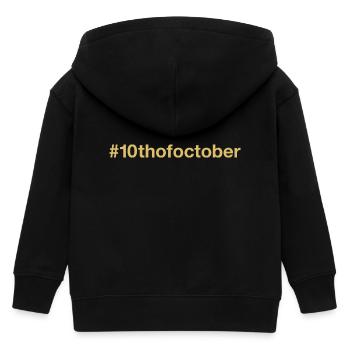 born on October 10 Birthday birthday - Kids Organic Zip-up Hoodie by Stanley/Stella - black - Back