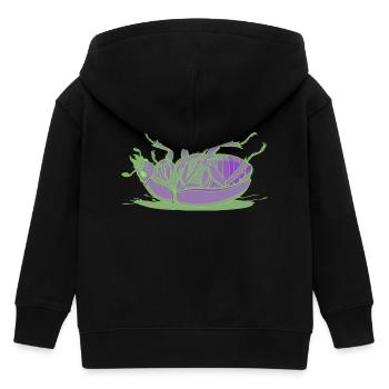 Neongrünes Lila Insekt - Kinder Organic Kapuzenjacke Mini Cultivator von Stanley/Stella - Schwarz - Hinten