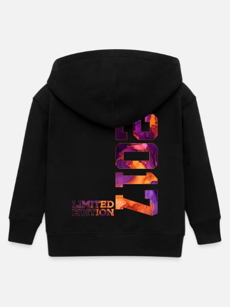 LIMITED EDITION 2017 9 YEARS 9TH BIRTHDAY - Kids Organic Zip-up Hoodie by Stanley/Stella - black