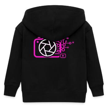 Digital Camera AI Art Tech Vector - Kids Organic Zip-up Hoodie by Stanley/Stella - black - Back