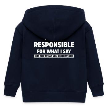 Je ne suis responsable que de ce que je dis Sarcasme drôle - Veste à capuche enfant bio Stanley/Stella - marine - Dos