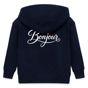 Bonjour with Love Heart in French France - Kinder Organic Kapuzenjacke Mini Cultivator von Stanley/Stella - Navy - Hinten