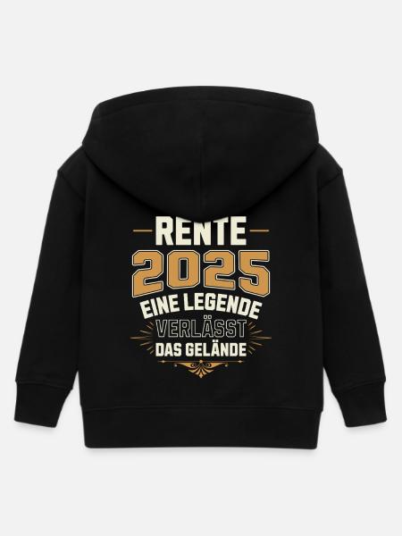 Rente 2025 Rentner Rentnerin Legende Ruhestand - Stanley/Stella børne zip-hættetrøje økologisk - sort