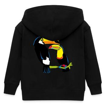 Toucan Couple Cool Shirt - Kids Organic Zip-up Hoodie by Stanley/Stella - black - Back