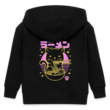 Néon rose sunset - Chat doré Ramen - Veste à capuche enfant bio Stanley/Stella - noir - Dos
