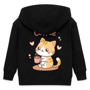 Chat Café Kawaii Latte - Veste à capuche enfant bio Stanley/Stella - noir - Dos
