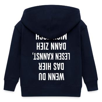 White Capital Letter Statement - Kids Organic Zip-up Hoodie by Stanley/Stella - navy - Back