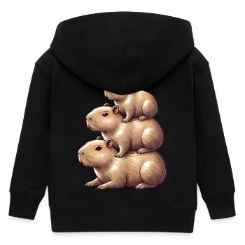 Gestapelte Wasserschweine Niedliches Tier Design - Kinder Organic Kapuzenjacke Mini Cultivator von Stanley/Stella - Schwarz - Hinten