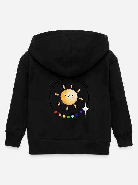 shine bright - rainbow and sun - Kids Organic Zip-up Hoodie by Stanley/Stella - black