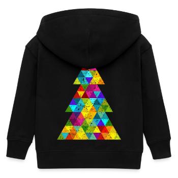 colorful christmas tree oh fir tree hipster grunge - Kids Organic Zip-up Hoodie by Stanley/Stella - black - Back
