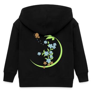 Garden Flowers Butterfly - Kids Organic Zip-up Hoodie by Stanley/Stella - black - Back