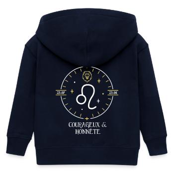 Du signe du Lion - Courageux et honnête - Veste à capuche enfant bio Stanley/Stella - marine - Dos