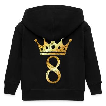 Couronne numéro 8 (jaune doré vintage) 8ème anniversaire - Veste à capuche enfant bio Stanley/Stella - noir - Dos