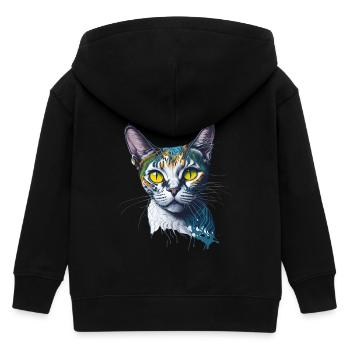 Mignon Splash Art Cat Design - Veste à capuche enfant bio Stanley/Stella - noir - Dos