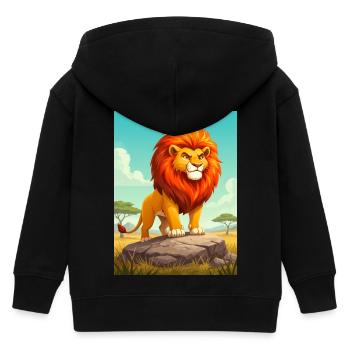 Lion – deadly apex predator of African savannah - Kids Organic Zip-up Hoodie by Stanley/Stella - black - Back
