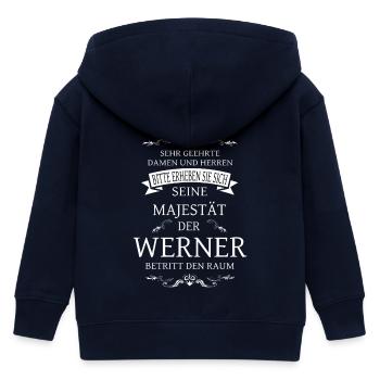 Seine Majestät der Werner betritt den Raum - Kinder Organic Kapuzenjacke Mini Cultivator von Stanley/Stella - Navy - Hinten