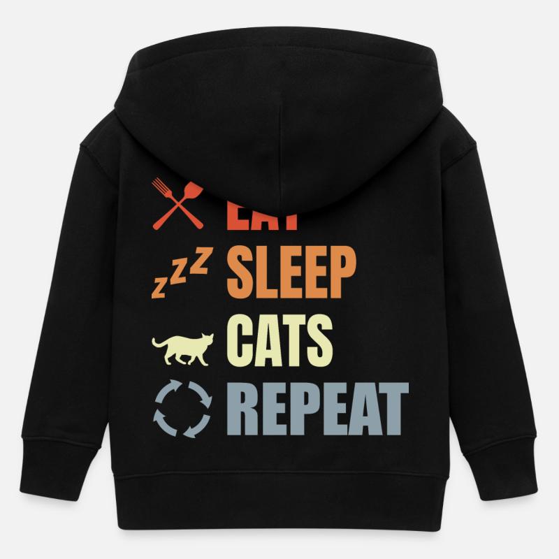 Eat Sleep Cats Répéter - Veste à capuche enfant bio Stanley/Stella - noir