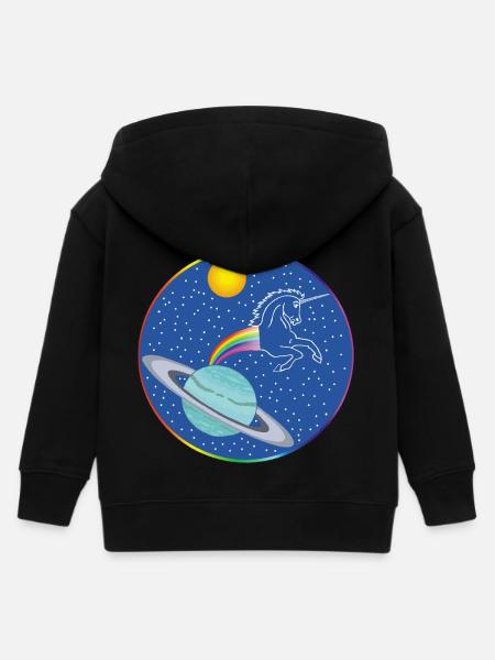 Regenbogen-Einhorn - Kinder Organic Kapuzenjacke Mini Cultivator von Stanley/Stella - Schwarz
