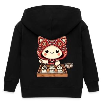Entzückender Katzenkoch mit roter Kapuze - Kinder Organic Kapuzenjacke Mini Cultivator von Stanley/Stella - Schwarz - Hinten