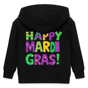 Happy Mardi Gras - Kids Organic Zip-up Hoodie by Stanley/Stella - black - Back