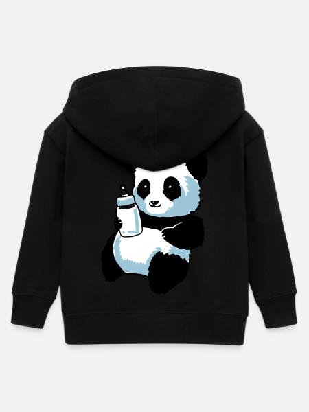Panda Partnershirt - Baby - Kids Organic Zip-up Hoodie by Stanley/Stella - black