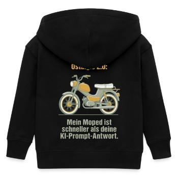 Ostalgie Moped. KI Prompt Spruch - Kinder Organic Kapuzenjacke Mini Cultivator von Stanley/Stella - Schwarz - Hinten