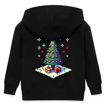 8 Bit Christmas Tree - Kids Organic Zip-up Hoodie by Stanley/Stella - black - Back