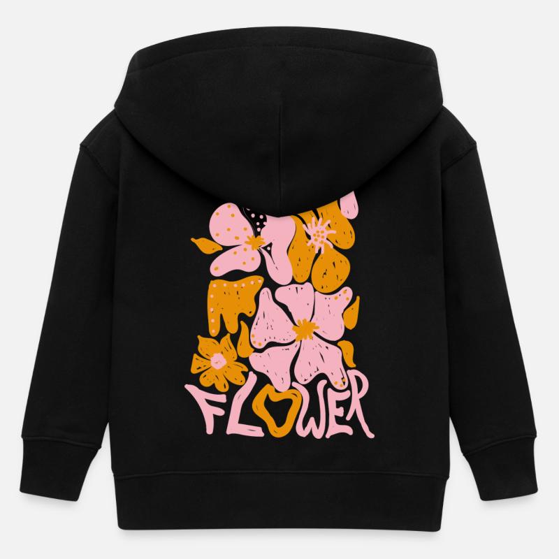 Fleur rose - Veste à capuche enfant bio Stanley/Stella - noir