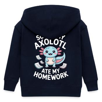 Axolotl Homework Apology - Kids Organic Zip-up Hoodie by Stanley/Stella - navy - Back