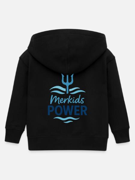 Merkids Power - Kids Organic Zip-up Hoodie by Stanley/Stella - black