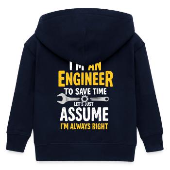 Ingenieur Logik, Immer Recht, Zeit sparen - Kinder Organic Kapuzenjacke Mini Cultivator von Stanley/Stella - Navy - Hinten