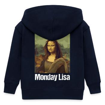 Monday Lisa Mona Lisa zerzaust Humor Kunst Montag - Kids Organic Zip-up Hoodie by Stanley/Stella - navy - Back