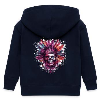 Indianer Totenkopf Häuptling - Kinder Organic Kapuzenjacke Mini Cultivator von Stanley/Stella - Navy - Hinten