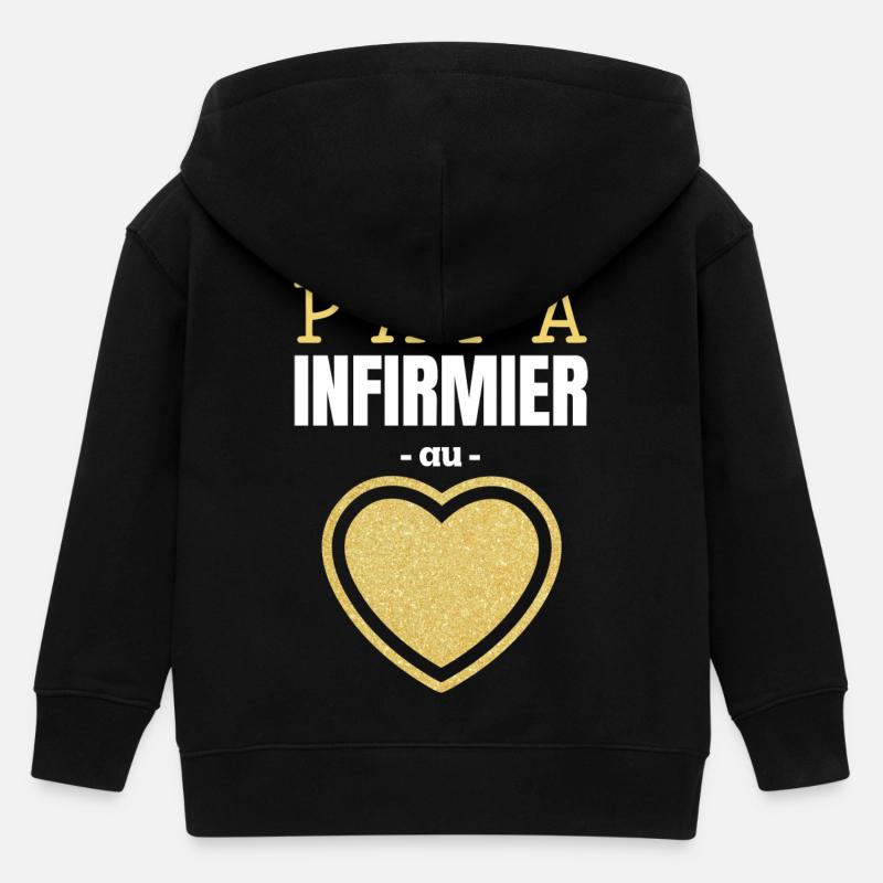 Papa Infirmier au Cœur d'Or - Veste à capuche enfant bio Stanley/Stella - noir