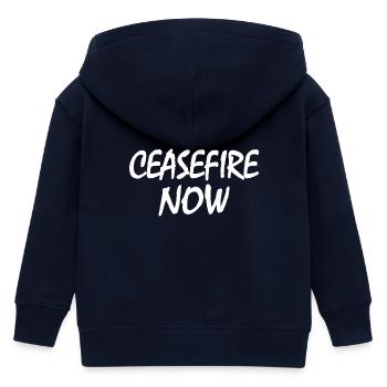 Ceasefire now - Kids Organic Zip-up Hoodie by Stanley/Stella - navy - Back