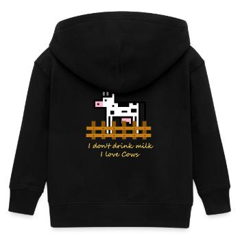 LoveCows - Kids Organic Zip-up Hoodie by Stanley/Stella - black - Back