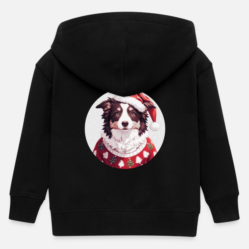 Motif de Noël avec Border Collie - Veste à capuche enfant bio Stanley/Stella - noir