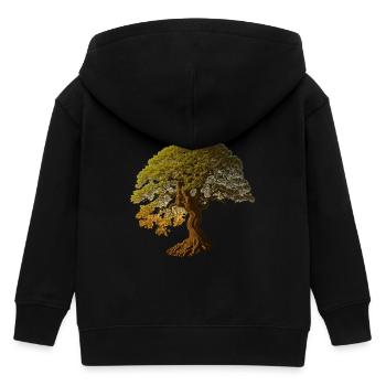 Baum Laubbaum in warmen Farbtönen - Kinder Organic Kapuzenjacke Mini Cultivator von Stanley/Stella - Schwarz - Hinten
