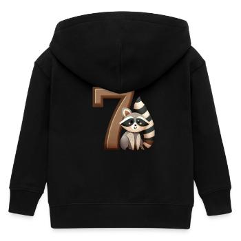 Children's design – raccoon and numbers fun - Kids Organic Zip-up Hoodie by Stanley/Stella - black - Back