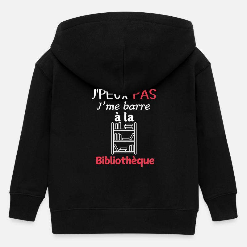 Humour Lecture – J'me barre à la bibliothèque - Veste à capuche enfant bio Stanley/Stella - noir