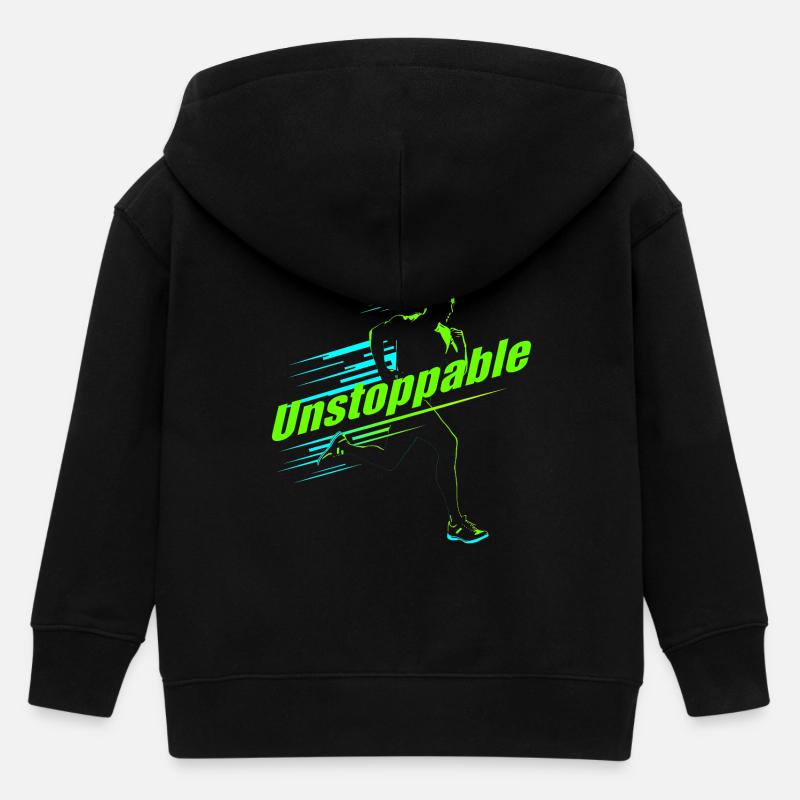 Running design - "Unstoppable" - Veste à capuche enfant bio Stanley/Stella - noir