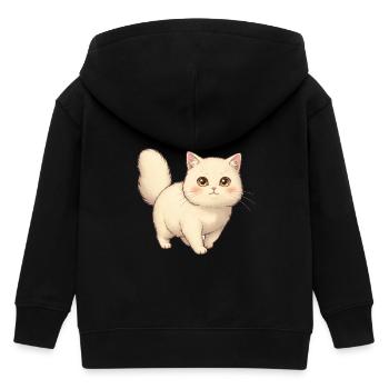 Chat blanc duveteux en style dessin - Veste à capuche enfant bio Stanley/Stella - noir - Dos