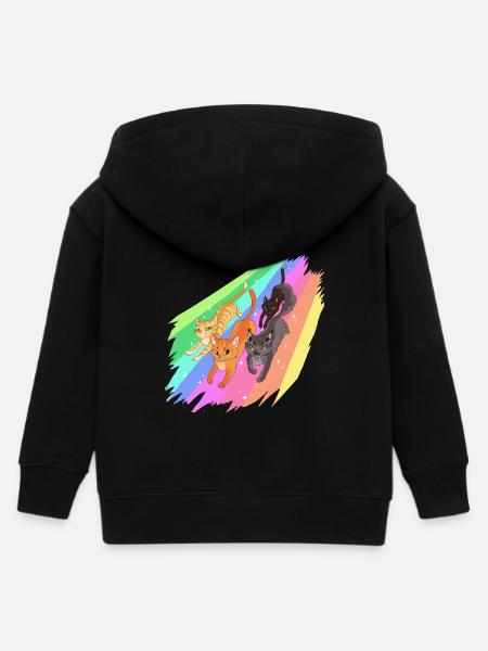Feuerstern Firestar Cats Rainbow Warrior Cats - Kids Organic Zip-up Hoodie by Stanley/Stella - black