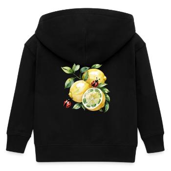 Fröhliches Zitronen-Marienkäfer Muster - Kinder Organic Kapuzenjacke Mini Cultivator von Stanley/Stella - Schwarz - Hinten