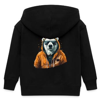 Streetstyle-Bär | Eisbären-Liebhaber - Kinder Organic Kapuzenjacke Mini Cultivator von Stanley/Stella - Schwarz - Hinten