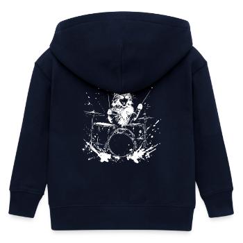 Lustige Katze Schlagzeug - Kinder Organic Kapuzenjacke Mini Cultivator von Stanley/Stella - Navy - Hinten