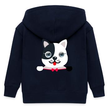 Chat élégant et festif avec un papillon festif rouge - Veste à capuche enfant bio Stanley/Stella - marine - Dos