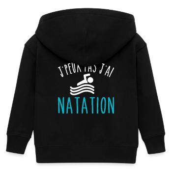Natation je peux pas j'ai natation nageur - Veste à capuche enfant bio Stanley/Stella - noir - Dos