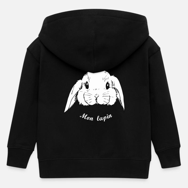 Lapin blanc - Veste à capuche enfant bio Stanley/Stella - noir